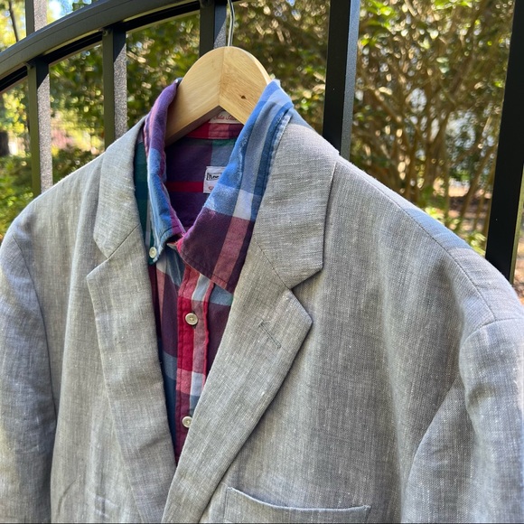 J Crew Thompson Slim 100% Linen Light Gray Blazer Size 42 - Picture 2 of 14